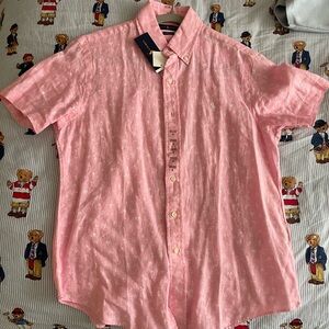 NWT Polo Ralph Lauren Pink floral linen button up old money